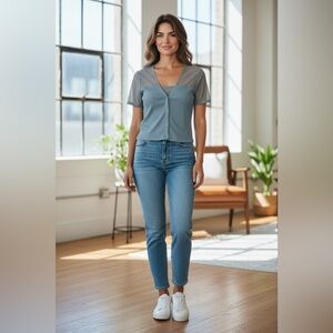 Forever 21 Light Gray Sheer Blouse